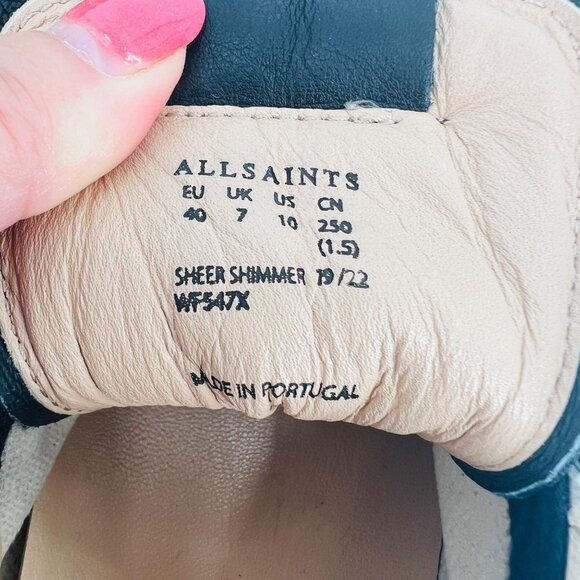 All Saints Sheer Leather Shimmer Trainers 01-11-94‎ Metallic Gold Sizer 10 - Picture 10 of 12